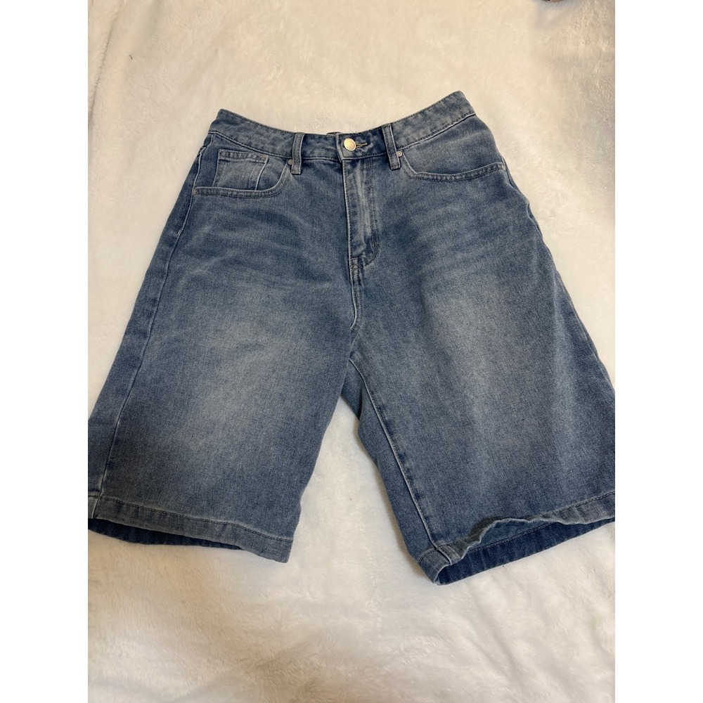Classic High-Rise Blue Denim Jean Shorts